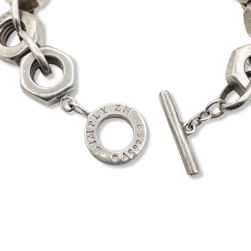 VINTAGE STERLING SILVER ZN Concept Round Nut Link HEAVY Chain Bracelet - Picture 2 of 5